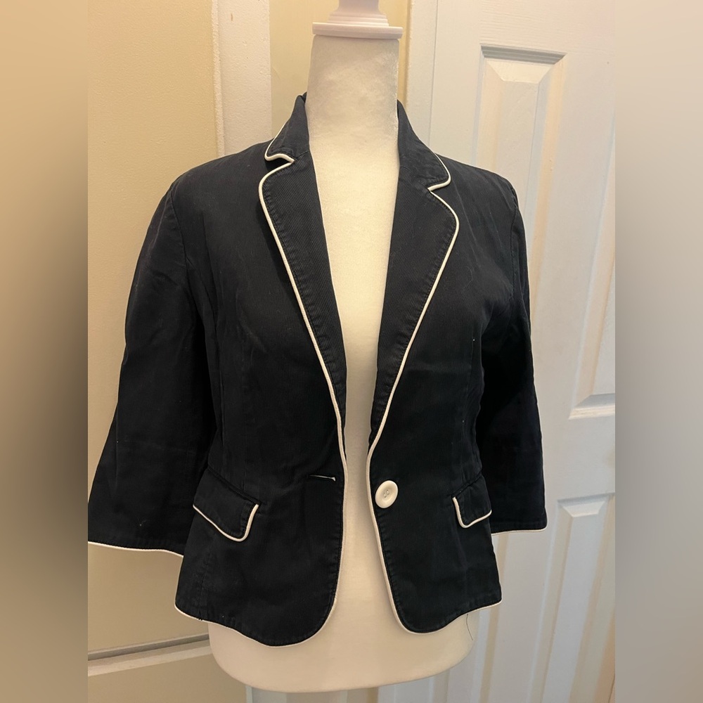 Women's Black Blazer with White Trim